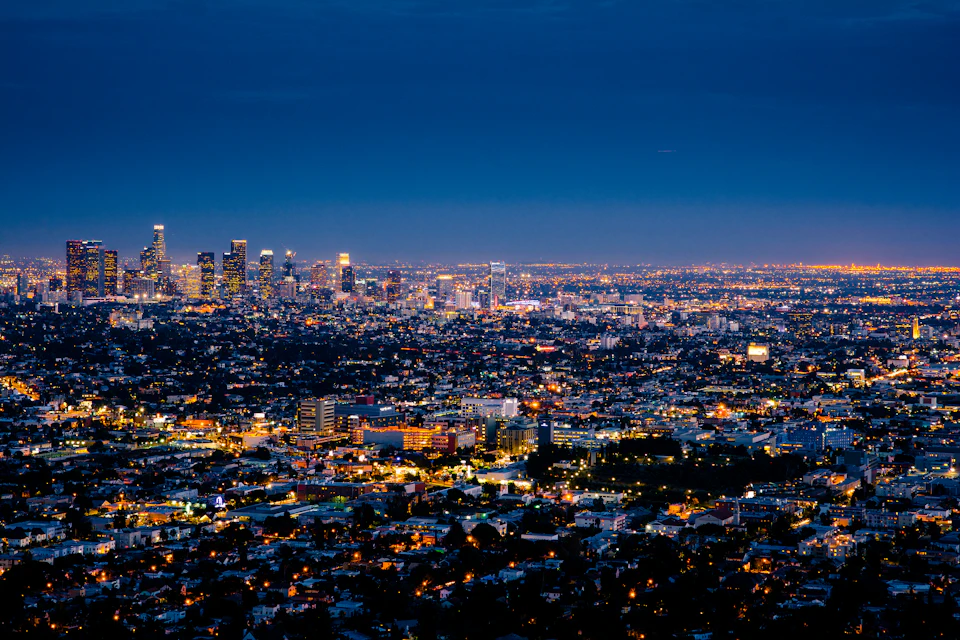 A city illuminated at night
